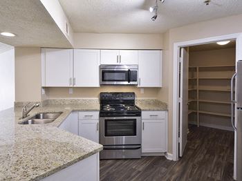 Kitchen with Granite Countertops and Large Pantry at Family Apartments Near Atlanta, GA